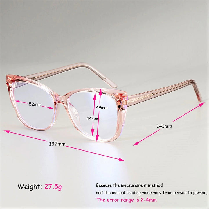 CCspace Unisex Full Rim Square Cat Eye Tr 90 Titanium Frame Eyeglasses 51014 - Size Chart
