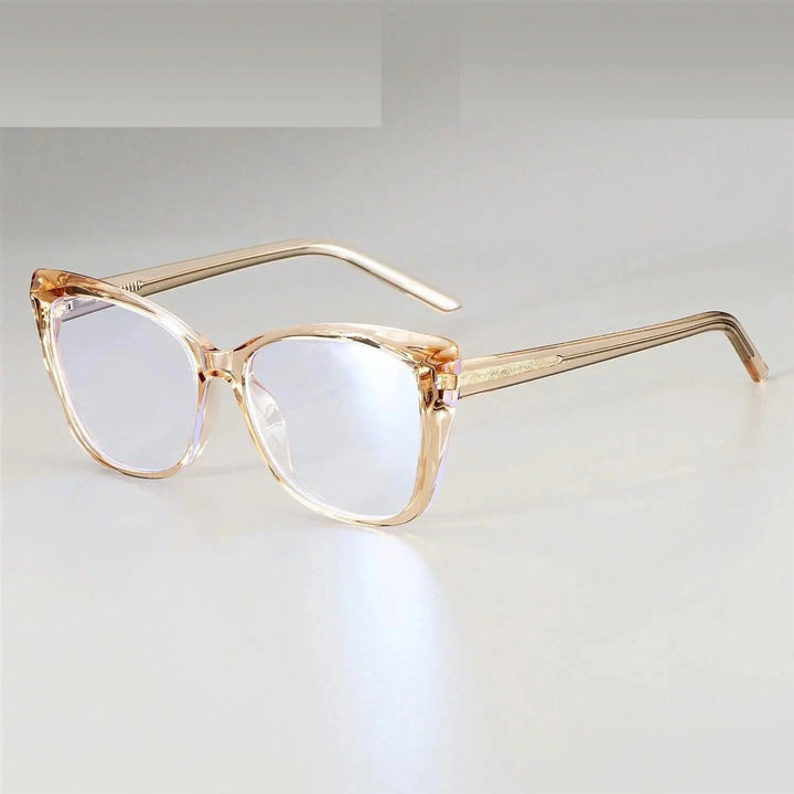 CCspace Unisex Full Rim Square Cat Eye Tr 90 Titanium Frame Eyeglasses 51014 - tea
