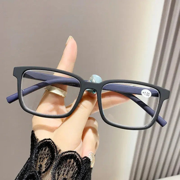CCspace Unisex Full Rim Square Polycarbonate Reading Glasses 57584 - Black