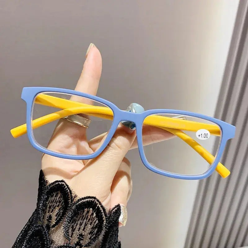 CCspace Unisex Full Rim Square Polycarbonate Reading Glasses 57584 - Blue