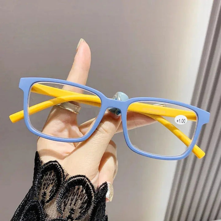 CCspace Unisex Full Rim Square Polycarbonate Reading Glasses 57584 - Blue