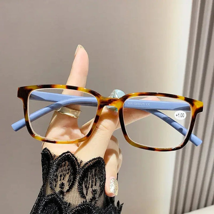 CCspace Unisex Full Rim Square Polycarbonate Reading Glasses 57584 - Leopard