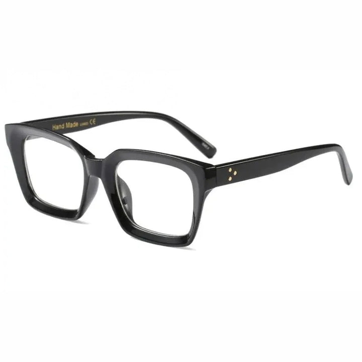 CCspace Unisex Full Rim Square Resin Rivet Frame Eyeglasses 45440 - C4 black clear