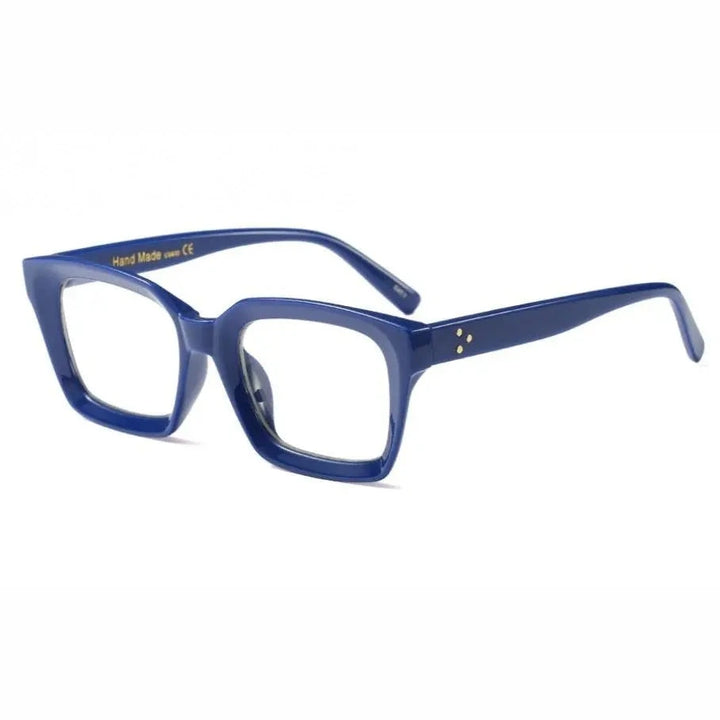 CCspace Unisex Full Rim Square Resin Rivet Frame Eyeglasses 45440 - C5 blue clear
