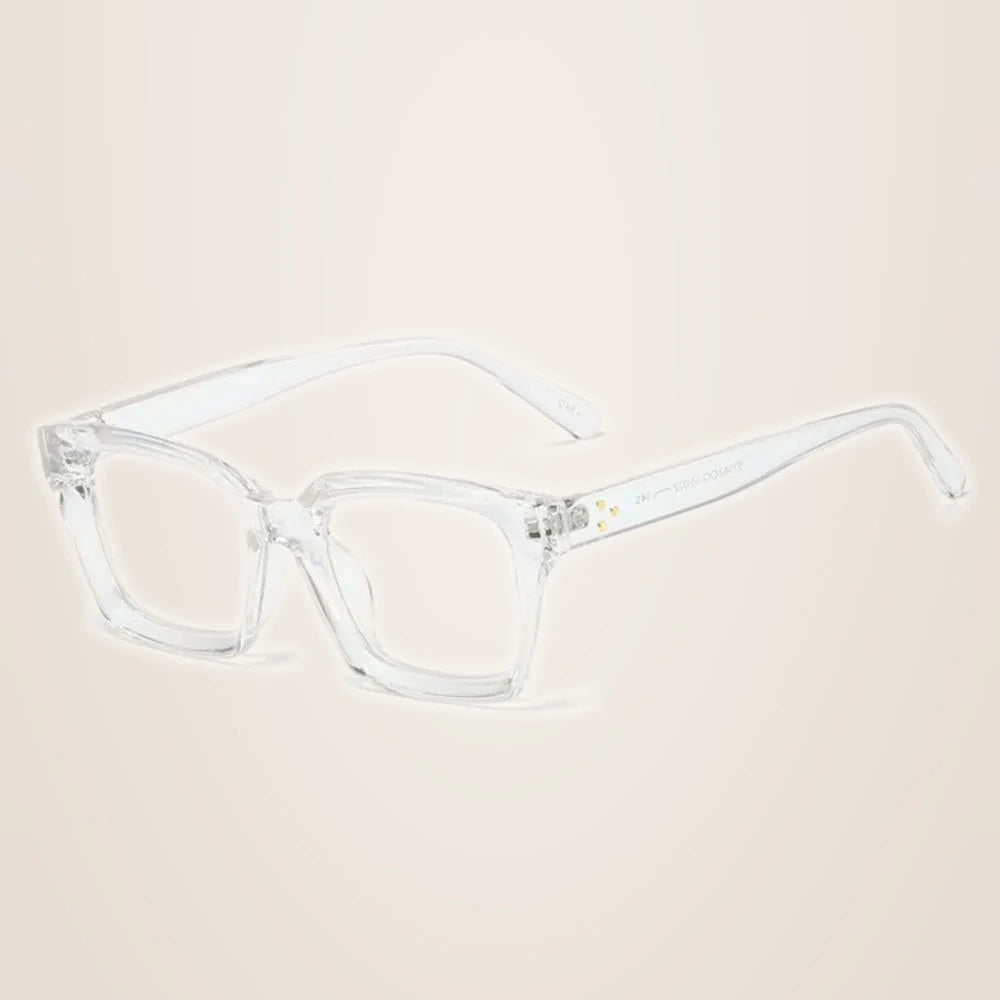 CCspace Unisex Full Rim Square Resin Rivet Frame Eyeglasses 45440 - C7 clear