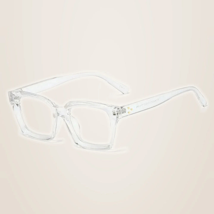 CCspace Unisex Full Rim Square Resin Rivet Frame Eyeglasses 45440 - C7 clear