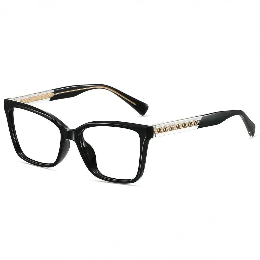 CCspace Unisex Full Rim Square Tr 90 Alloy Reading Glasses 802710 - C1Bright black / +325