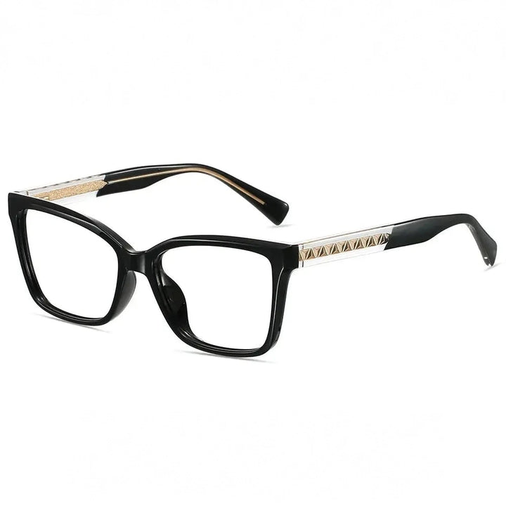 CCspace Unisex Full Rim Square Tr 90 Alloy Reading Glasses 802710 - C1Bright black / +325