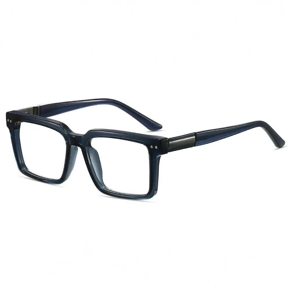 CCspace Unisex Full Rim Square Tr 90 Alloy Reading Glasses 802695 - C3Blue / +275