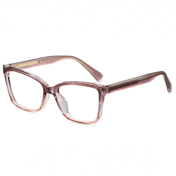CCspace Unisex Full Rim Square Tr 90 Alloy Reading Glasses 802710 - C3Purple / +400