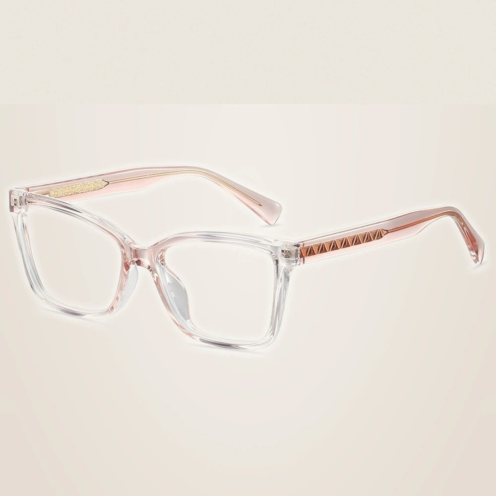 CCspace Unisex Full Rim Square Tr 90 Alloy Reading Glasses 802710 - C4Clear pink / +75