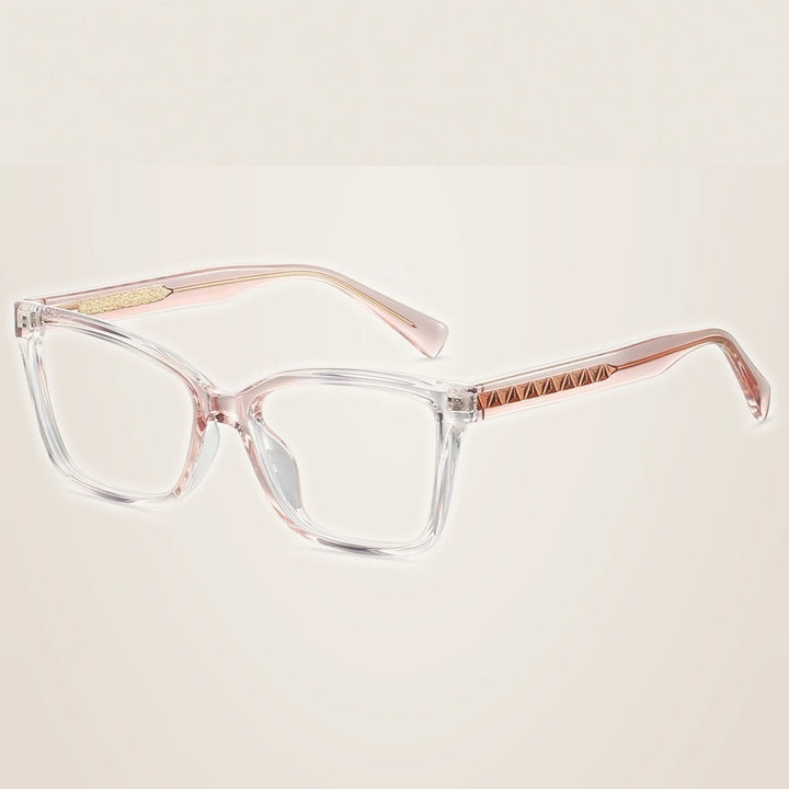 CCspace Unisex Full Rim Square Tr 90 Alloy Reading Glasses 802710 - C4Clear pink / +75