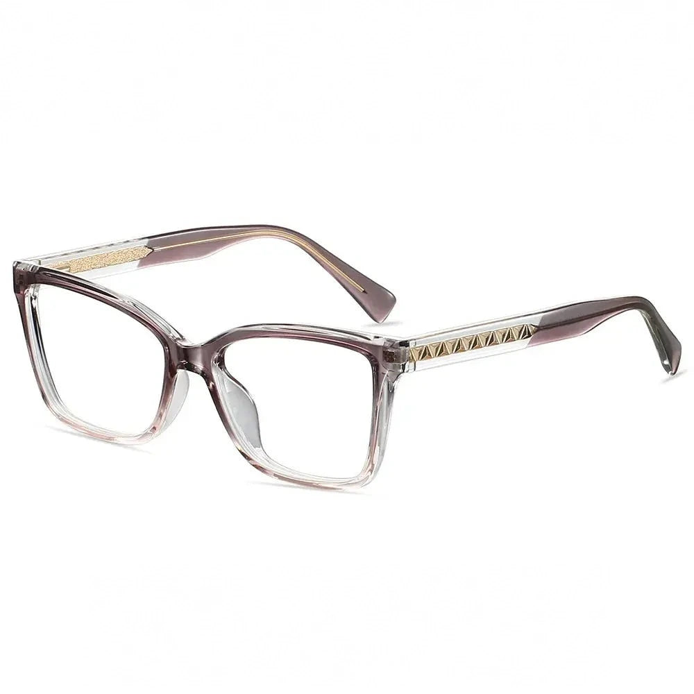CCspace Unisex Full Rim Square Tr 90 Alloy Reading Glasses 802710 - C5Clear gray / +450
