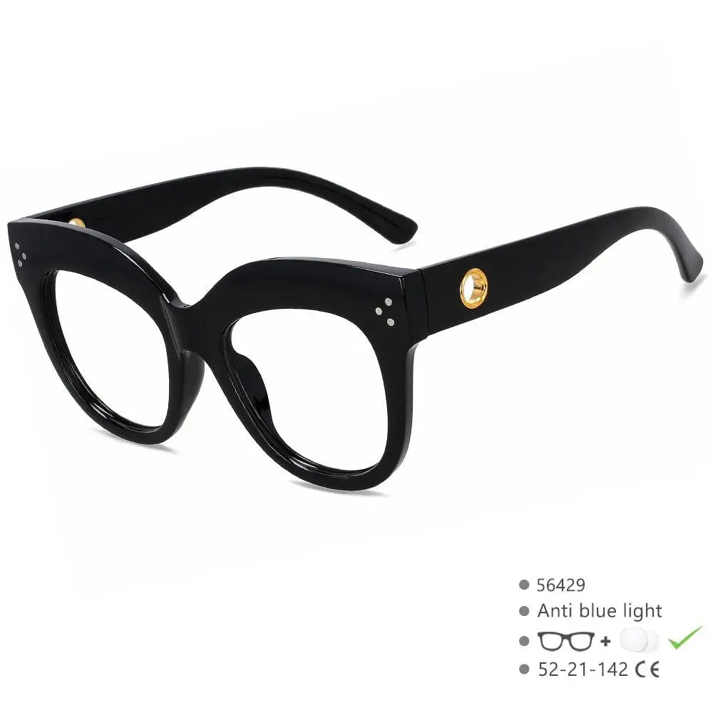CCspace Women's Full Rim Cat Eye PC Plastic Eyeglasses 56429 - Balck