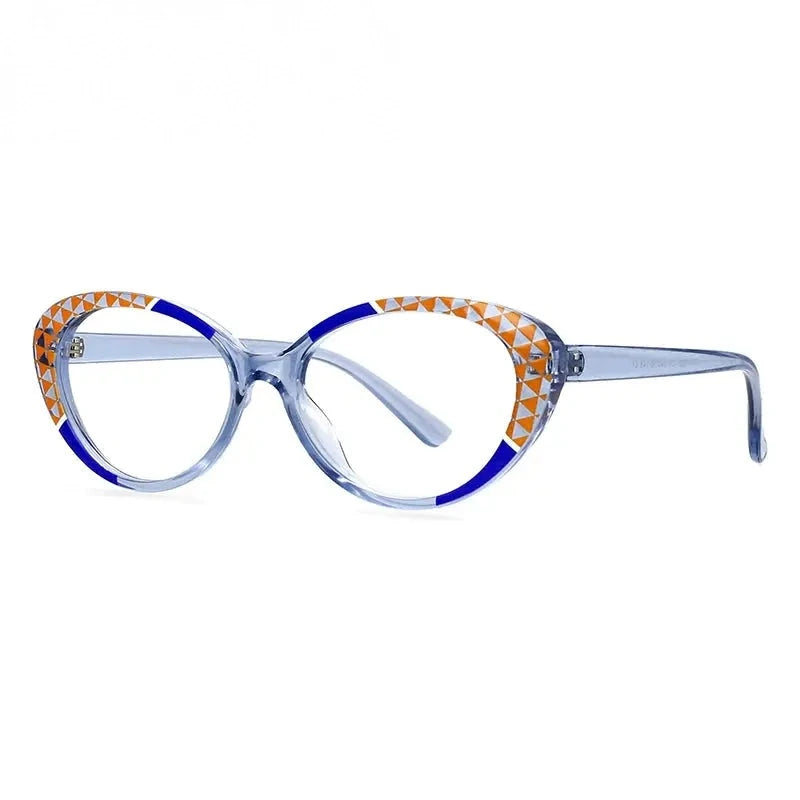 CCspace Women's Full Rim Cat Eye Tr 90 Titanium Reading Glasses R57128 - BlueOrange / 0