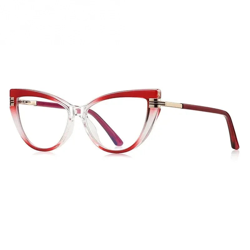 CCspace Women's Full Rim Cat Eye Tr 90 Titanium Reading Glasses 802737 - C4Wine red / +500