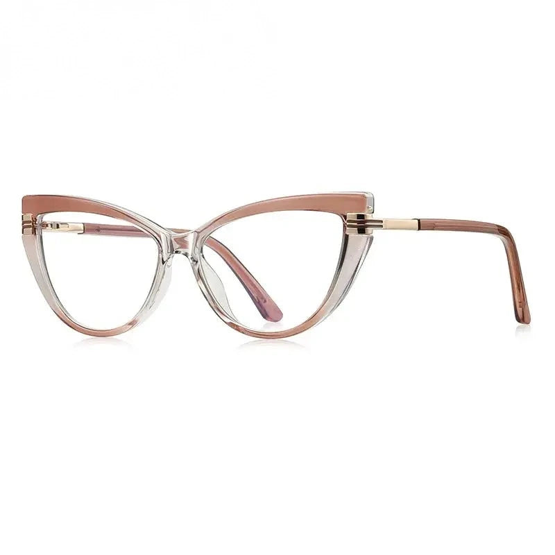 CCspace Women's Full Rim Cat Eye Tr 90 Titanium Reading Glasses 802737 - C5Tea / Non-Prescription 0
