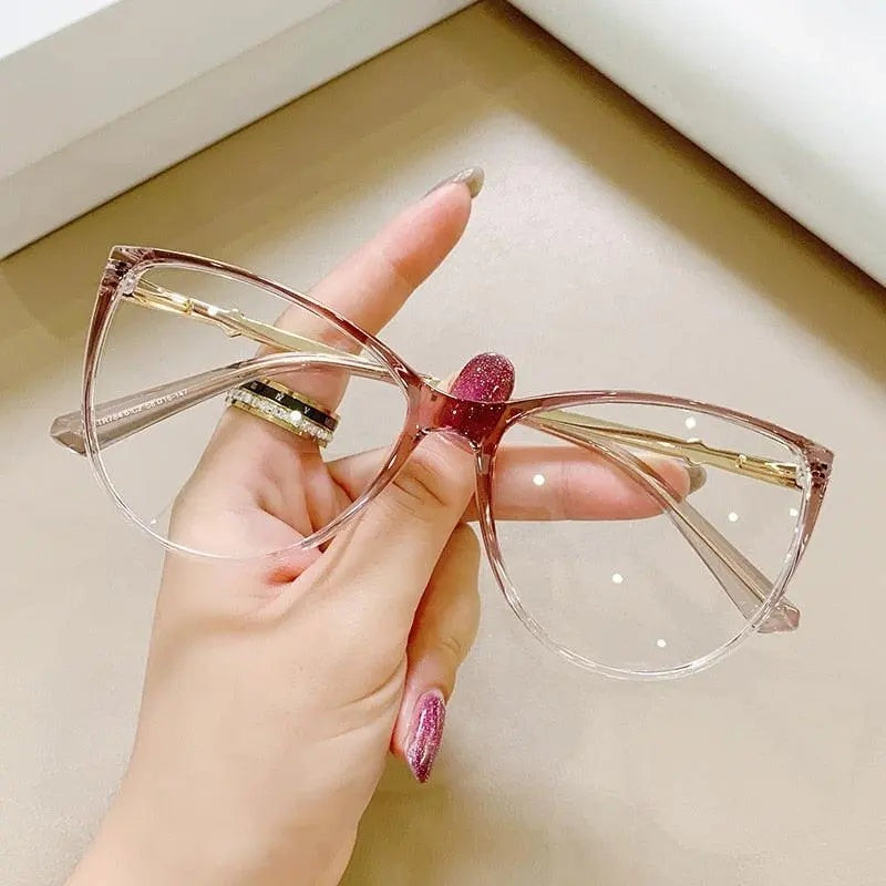 CCspace Women's Full Rim Oversized Square Cat Eye Tr 90 Titanium Eyeglasses 54543 - Tea