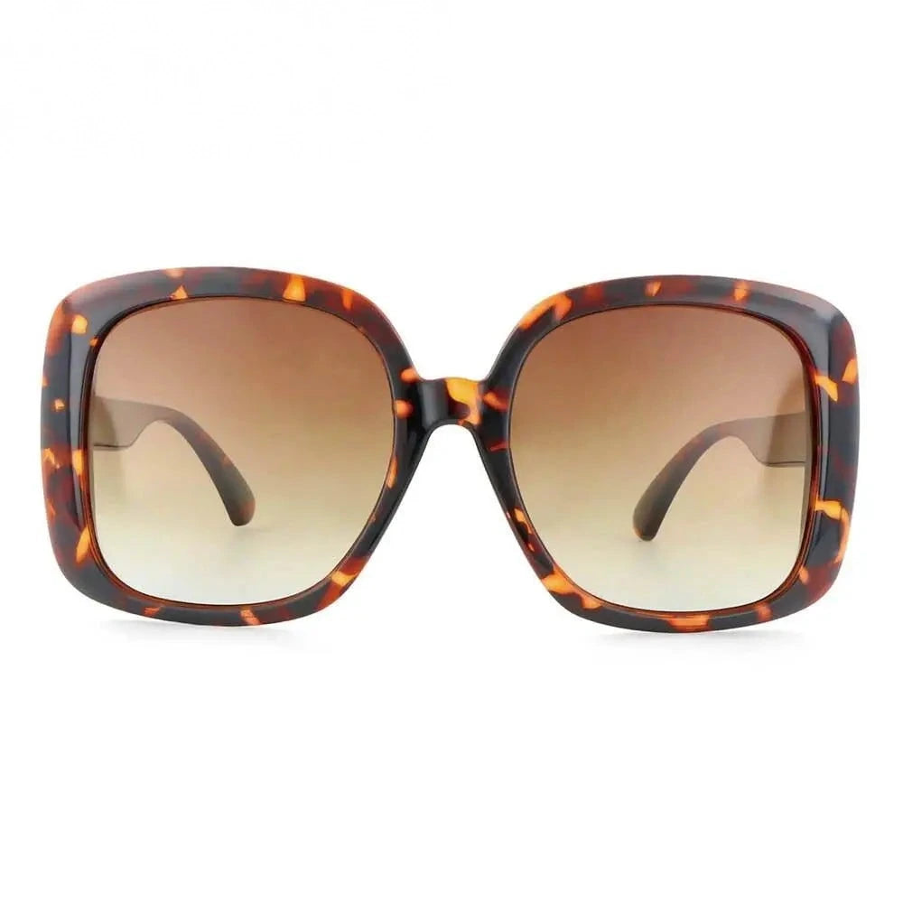 CCspace Women's Full Rim Oversized Square Resin Frame Sunglasses 53656 - leopard