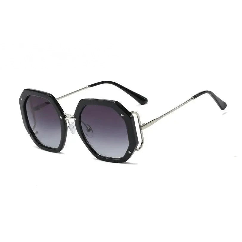 CCspace Women's Full Rim Polygon Square Frame Sunglasses 48154 - C1black