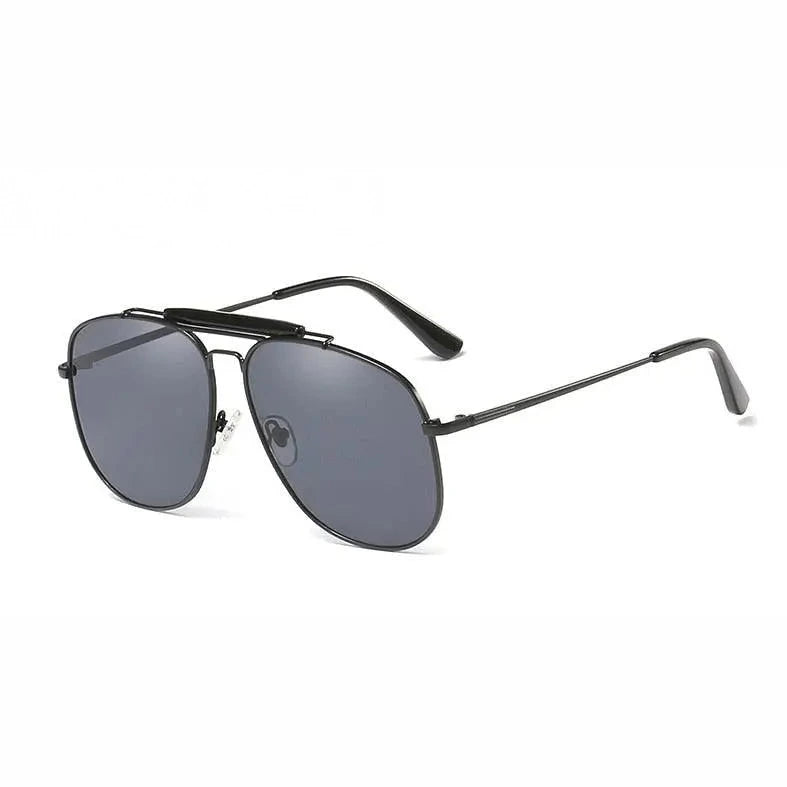 CCspace Women's Full Rim Square Alloy Double Bridge Pilot Frame Sunglasses 45811 - C1 black gray / 45811