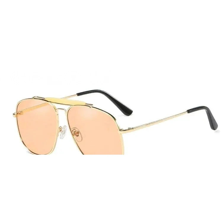CCspace Women's Full Rim Square Alloy Double Bridge Pilot Frame Sunglasses 45811 - C2 champagne / 45811