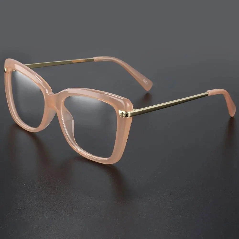 CCspace Women's Full Rim Square Cat Eye Tr 90 Alloy Eyeglasses 45548 - C2 khaki clear