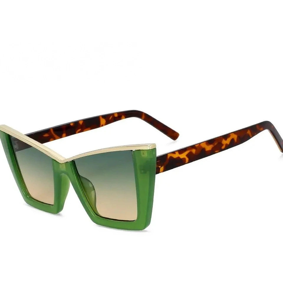 CCspace Women's Full Rim Square Cat Eye Tr 90 UV400 Sunglasses 56211 - C5Green