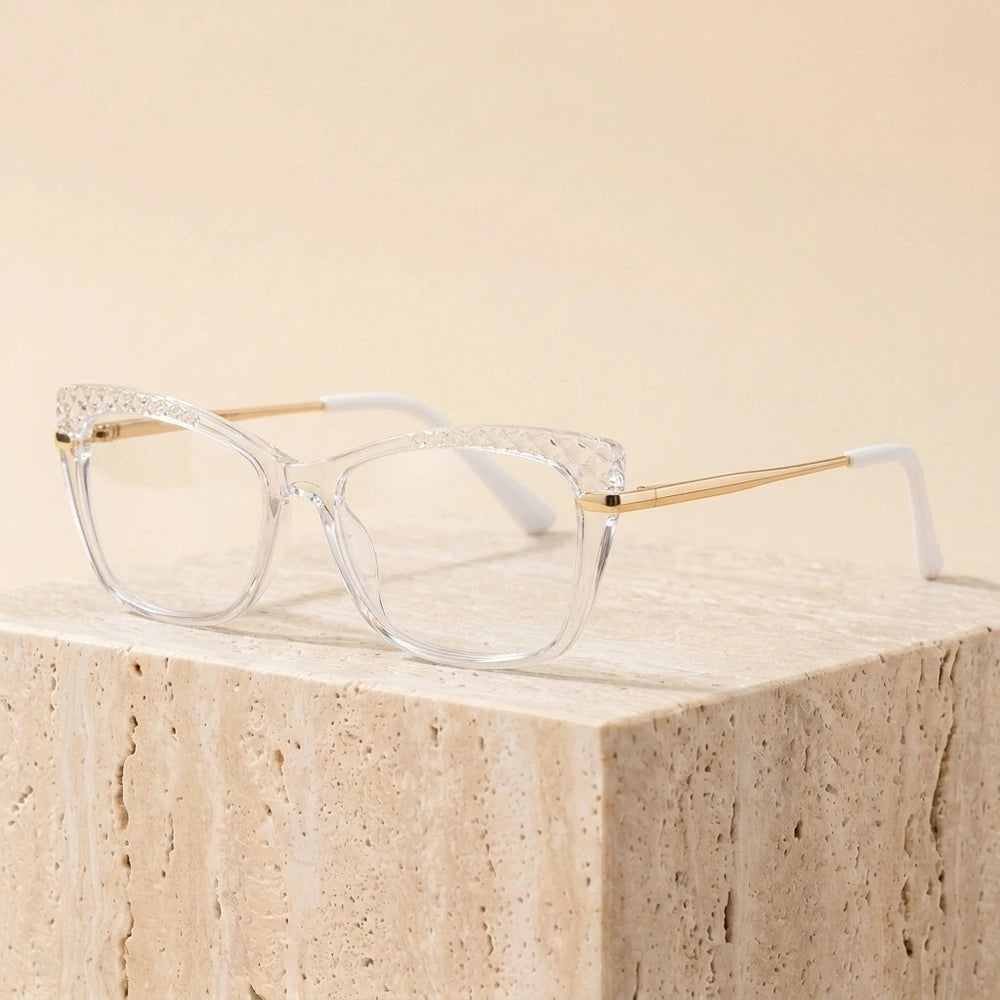 CCspace Women's Full Rim Square Cat Eye Tr 90 Titanium Eyeglasses 53355 - Clear