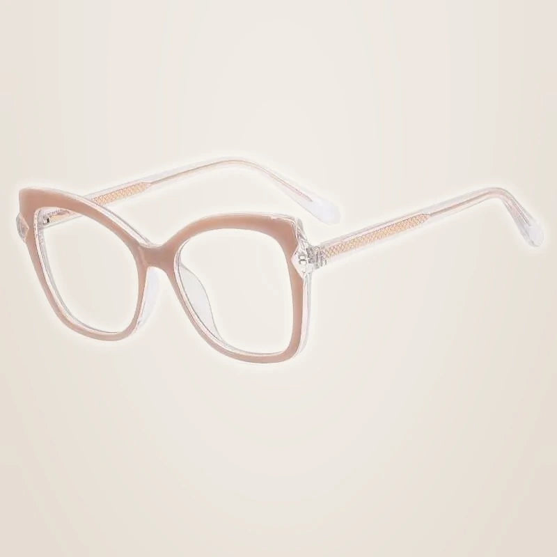 CCspace Women's Full Rim Square Cat Eye Tr 90 Titanium Eyeglasses 55166 - Khaki / China