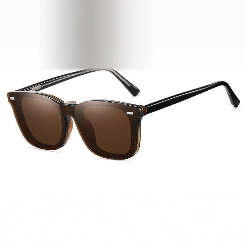 CCSpace Women's Full Rim Square Tr 90 Alloy Eyeglasses Clip On Sunglasses 304051 - BlackTea