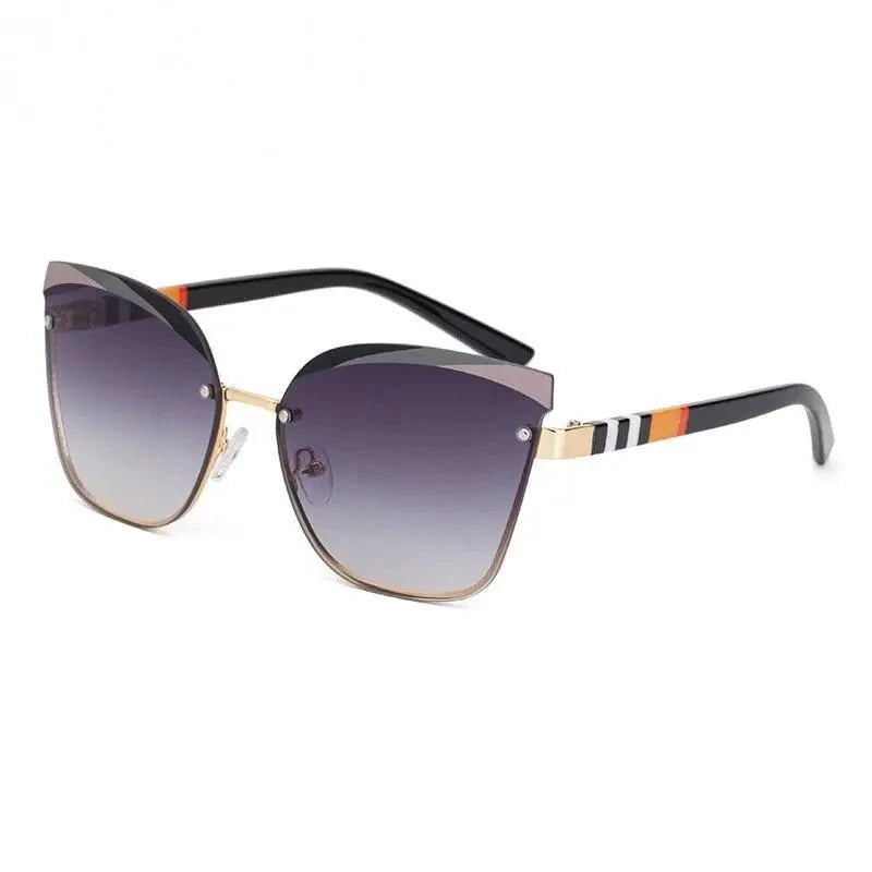 CCspace Women's Rimless Cat Eye Alloy Frame Sunglasses 49123 - Double-Gray