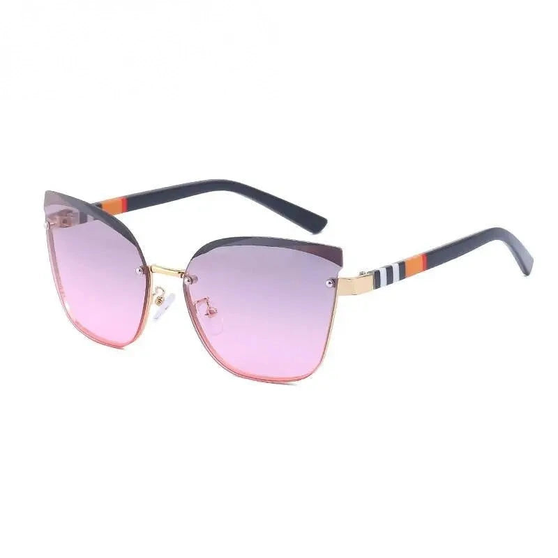 CCspace Women's Rimless Cat Eye Alloy Frame Sunglasses 49123 - pink