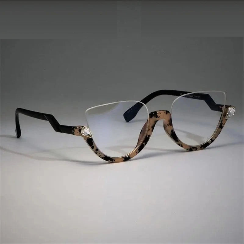 CCspace Women's Semi Rim Cat Eye Resin Frame Eyeglasses 45159 - C7 leopard clear