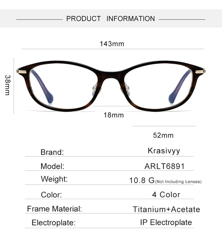 Krasivyy Unisex Full Rim Oval Square Titanium Acetate Eyeglasses 316891 — view 1 | Krasivyy at FuzWeb