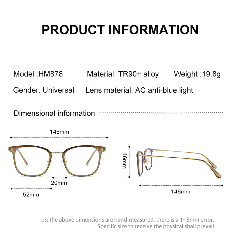 Vicky Unisex Full Rim Square Tr 90 Alloy Eyeglasses  49878.
