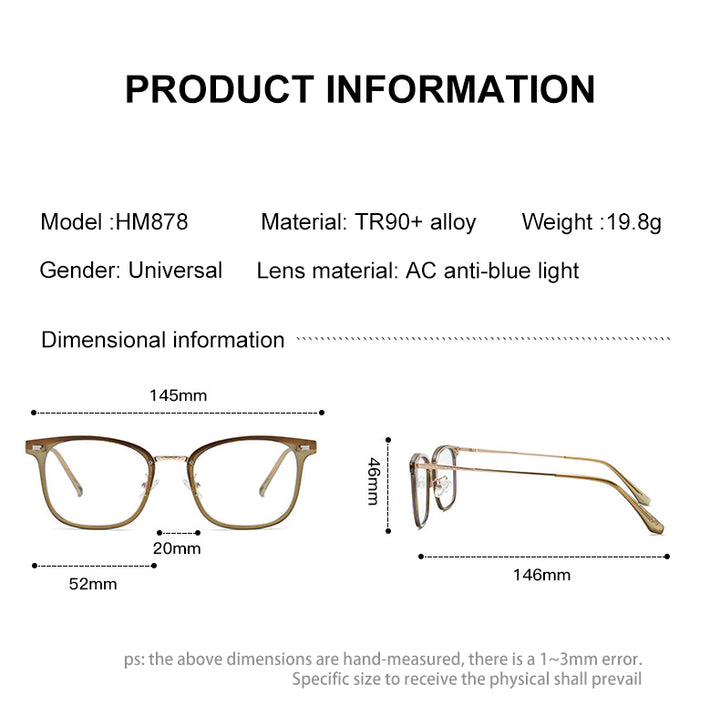 Vicky Unisex Full Rim Square Tr 90 Alloy Eyeglasses  49878.
