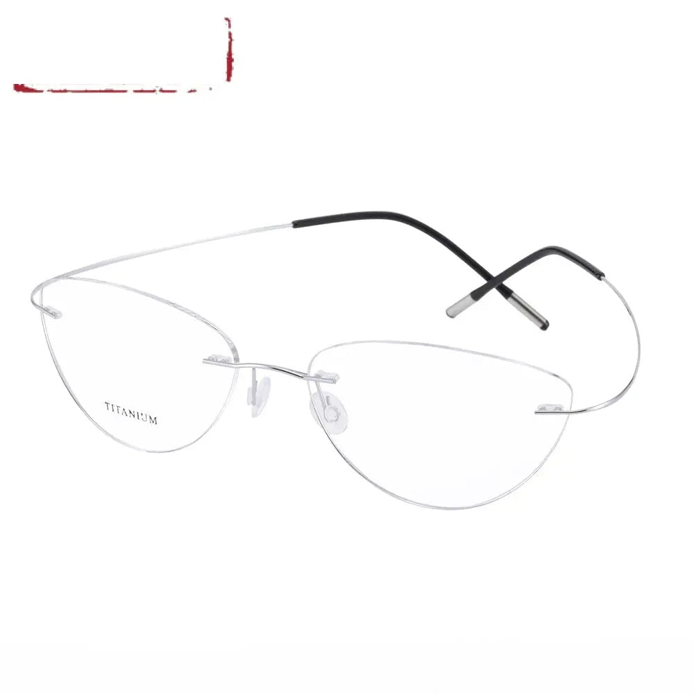 Chashma Ottica Unisex Rimless Cat Eye Titanium Eyeglasses 720003