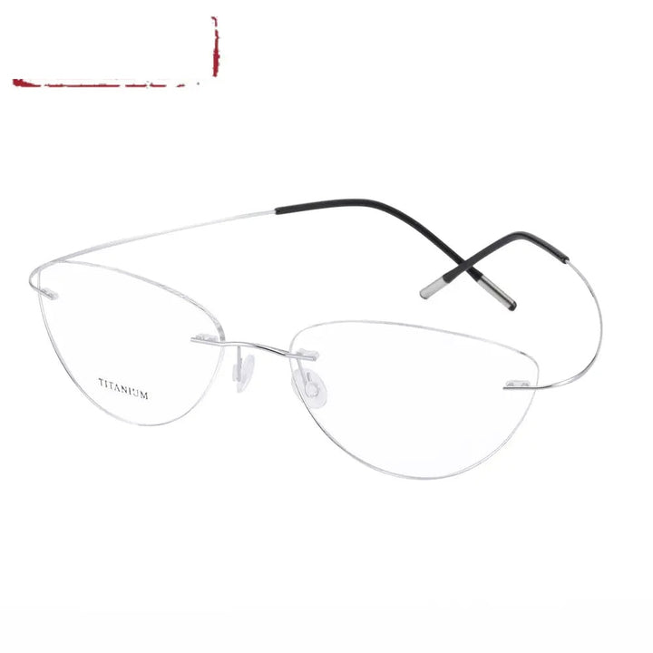 Chashma Ottica Unisex Rimless Cat Eye Titanium Eyeglasses 720003