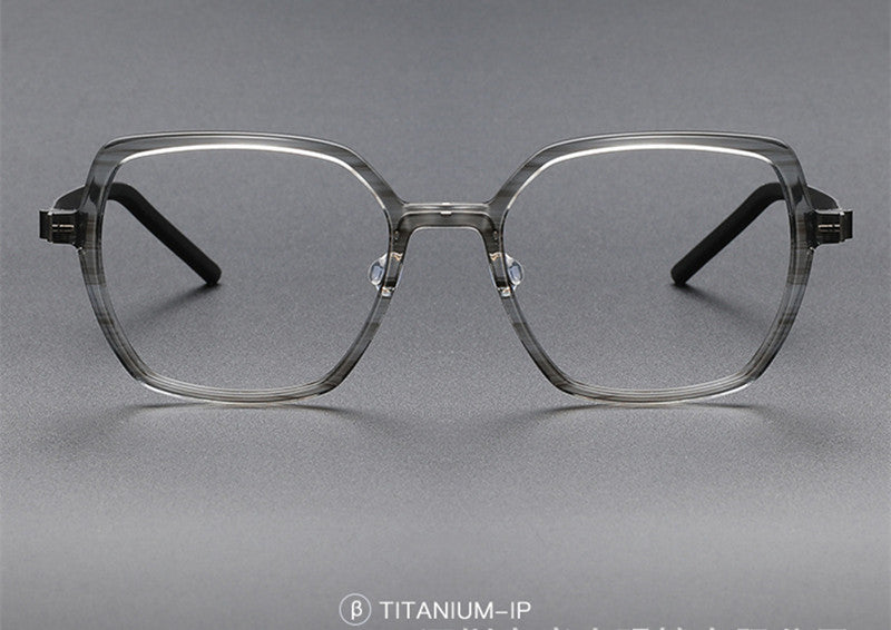 Aimee Unisex Full Rim Polygon Square Titanium Acetate Eyeglasses 11824 — view 2 | Aimee at FuzWeb