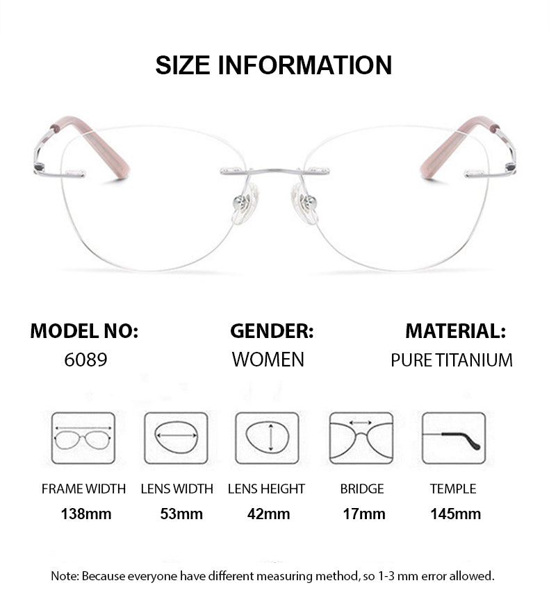 Summer Flower Women's Rimless Oval Titanium Eyeglasses 60894.