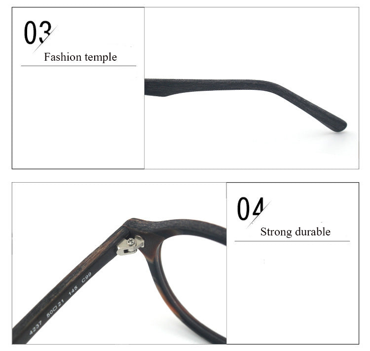 Hdcrafter Unisex Full Rim Round Oval Wood Metal Frame Eyeglasses 4237 — view 6 | Hdcrafter Eyeglasses at FuzWeb