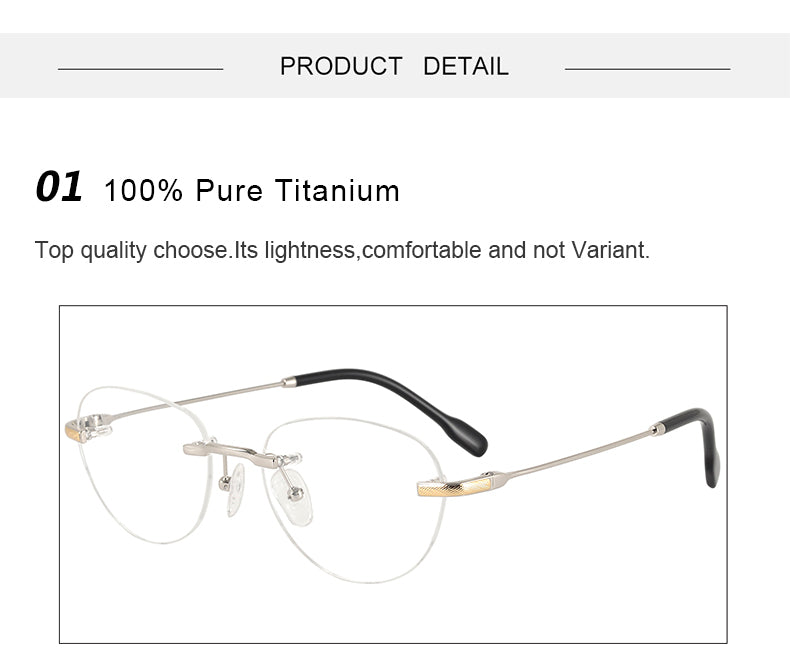 Krasivyy Womens Rimless Polygon Oval Titanium Eyeglasses 450026 — view 3 | Krasivyy at FuzWeb