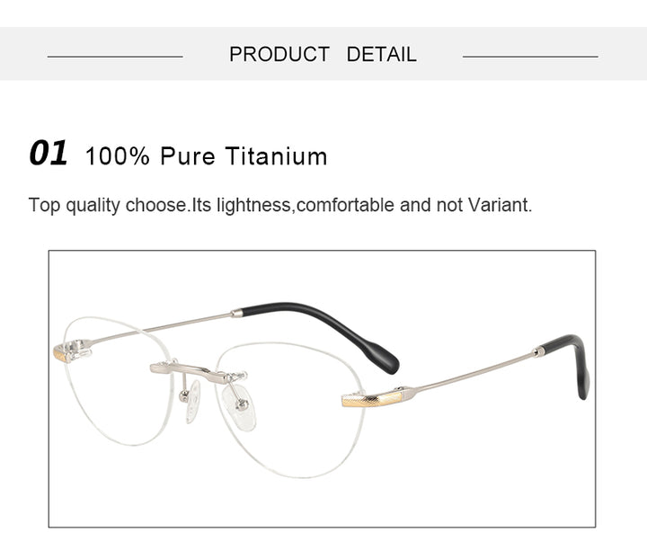 Krasivyy Womens Rimless Polygon Oval Titanium Eyeglasses 450026 — view 3 | Krasivyy at FuzWeb