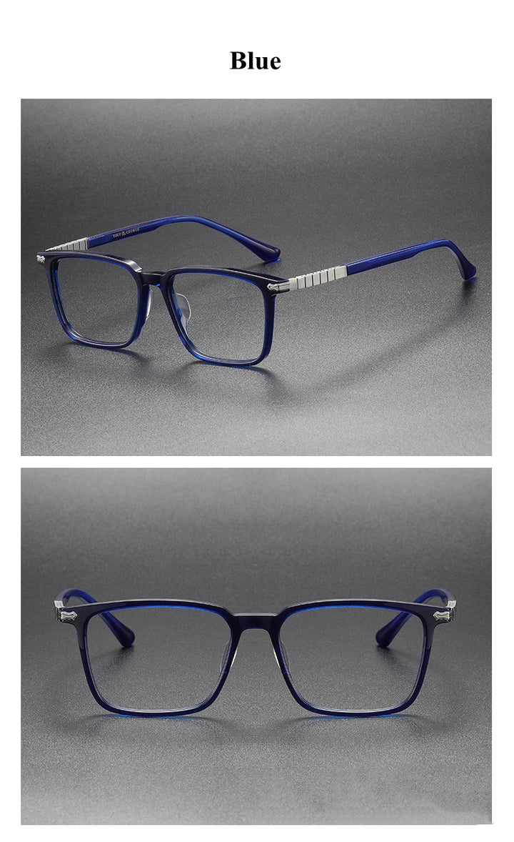 Chashma Ochki Unisex Full Rim Square Acetate Titanium Eyeglasses 29630.