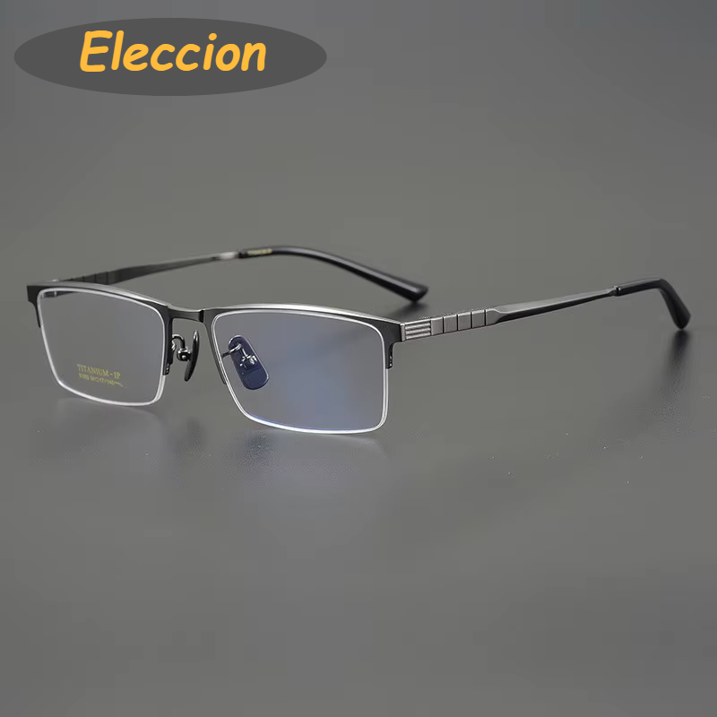 Eleccion Women's Semi Rim Square Titanium Eyeglasses 942065 Semi Rim Eleccion Gray