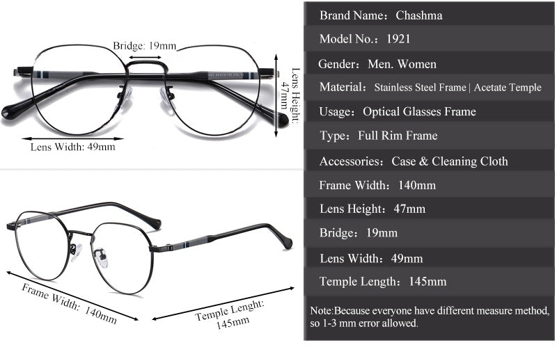 Chashma Ottica Womens Full Rim Flat Top Round Titanium Eyeglasses 961921 — view 1 | Chashma Ottica at FuzWeb