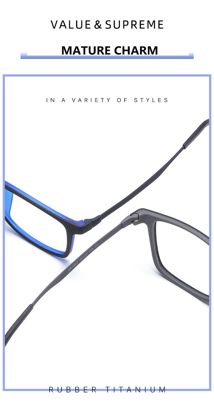Kocolior Unisex Full Rim Square Tr 90 Titanium Hyperopic Reading Glasses 3067.
