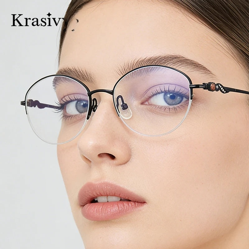 Krasivyy Women's Semi Rim Oval Titanium Prescription Eyeglasses KR3003 - view 2