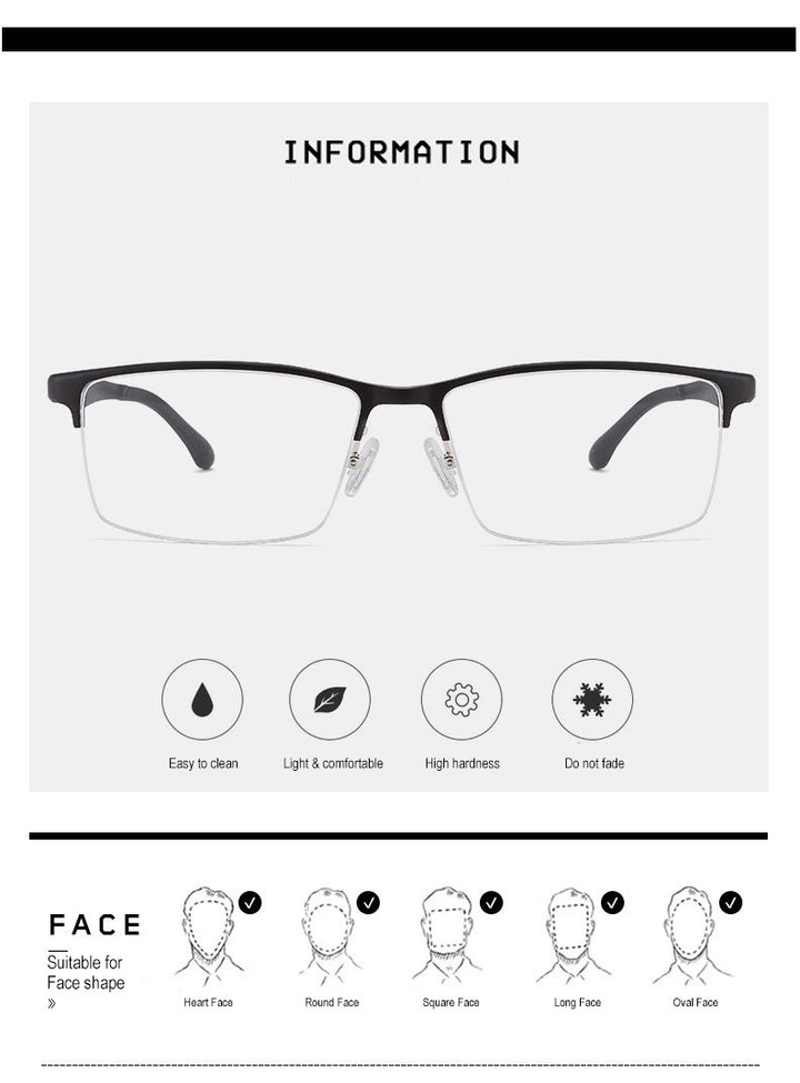 Chashma Ochki Unisex Large Semi Rim Square Aluminum Magnesium Sport Eyeglasses 6323.